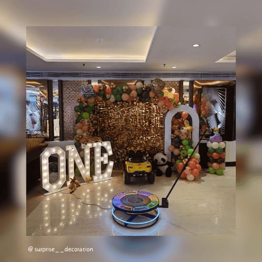 1st Birthday Gold Sequin Setup