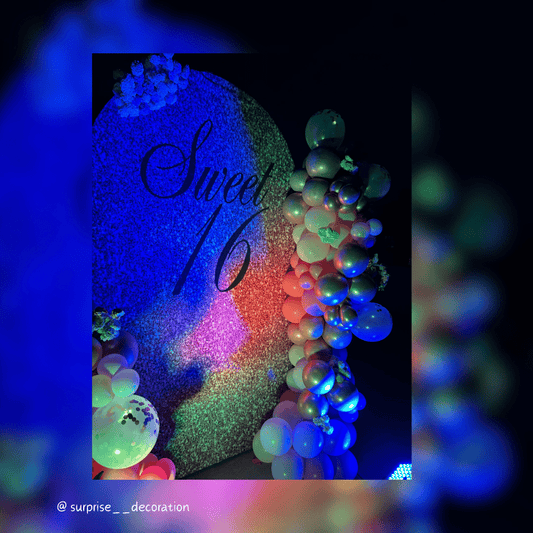 16th Birthday Decor Setup with Flex Backdrop