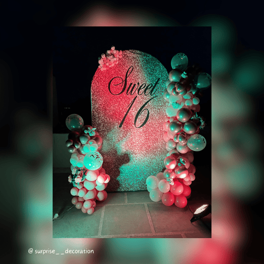 16th Birthday Decor Setup with Flex Backdrop