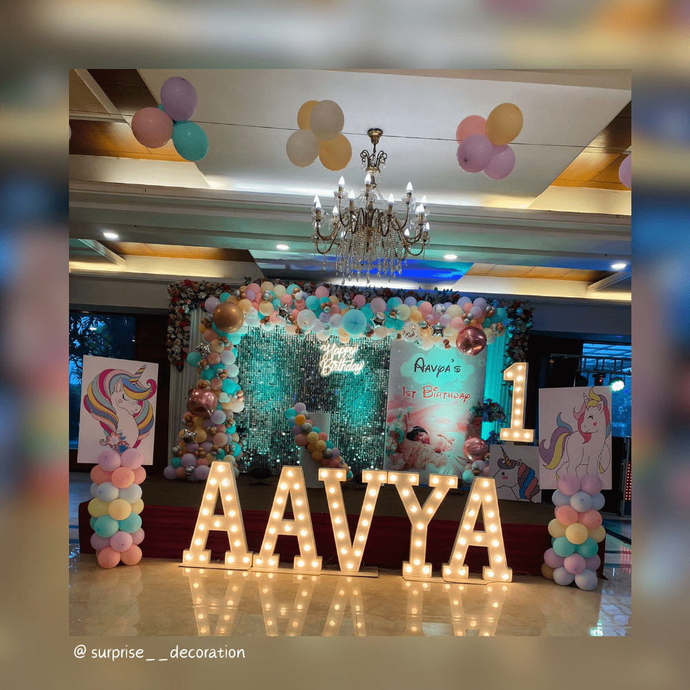 1st Birthday Unicorn Theme Decoration Setup