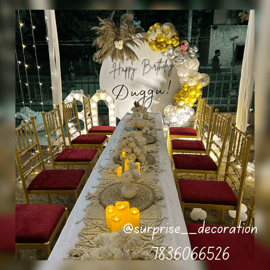 Sitting Dining Setup with Backdrop Decor