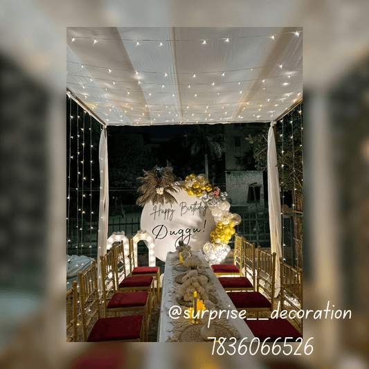 Sitting Dining Setup with Backdrop Decor