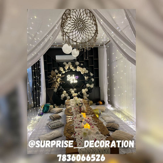 Sit Down Setup with Bride to Be Backdrop