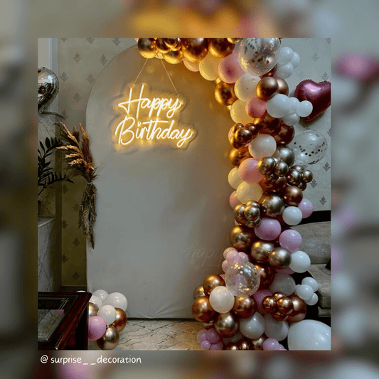 Flex and Balloon Arch Birthday Decoration Setup